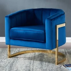 Best Sale ๐ Barrel Chairs !nspire Velvet / Chrome Accent Chair โ๏ธ