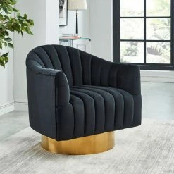 Coupon 🛒 Barrel Chairs !nspire Swivel Velvet Accent Chair 🔔