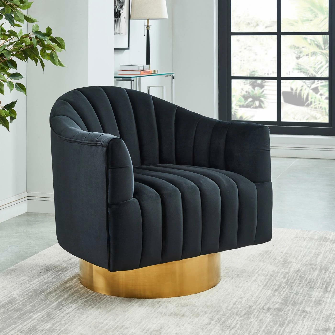 Coupon ๐ Barrel Chairs !nspire Swivel Velvet Accent Chair ๐