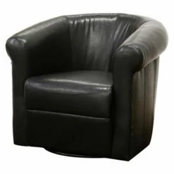 Best reviews of ⌛ Arm Chairs Baxton Studio Julian Black Faux Leather Club Chair With 360 Degree Swivel 👏