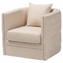 Outlet ๐ Barrel Chairs Baxton Studio Micah Tufted Swivel Club Chair ๐