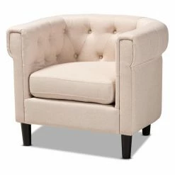 Buy ๐ Barrel Chairs Baxton Studio Bisset Tufted Accent Chair ๐ฏ