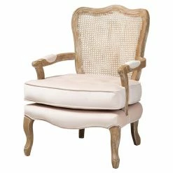 Hot Sale 😍 Arm Chairs Baxton Studio Vallea Traditional French Provincial Upholstered Wood Armchair ❤️