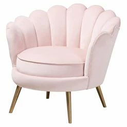 Discount 🎉 Barrel Chairs Baxton Studio Cosette Glam / Luxe Upholstered Seashell Shaped Accent Chair 😀