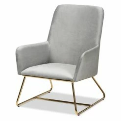 Best Pirce 🎁 Arm Chairs Baxton Studio Sennet Velvet Upholstered Arm Chair ✨