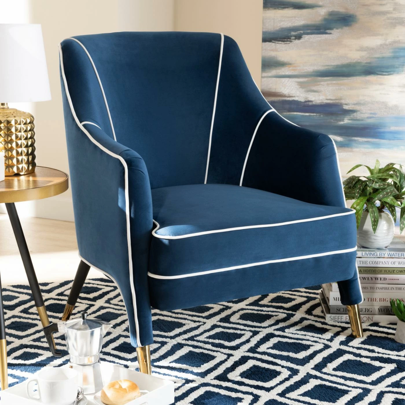 Top 10 ๐ Arm Chairs Baxton Studio Ainslie Glam / Luxe Velvet Fabric Upholstered Armchair ๐