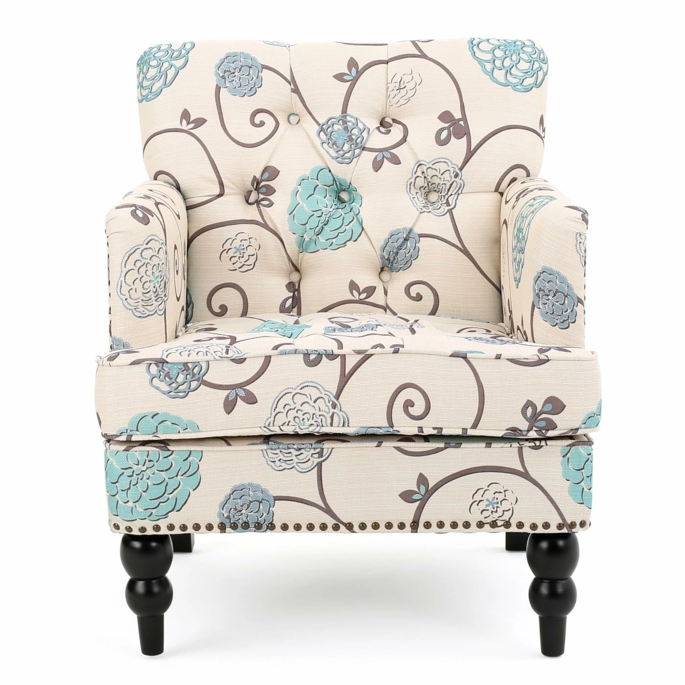 Wholesale ๐คฉ Best Selling Home Arm Chairs Harrison Floral Tufted Club Chair With Nailhead Trim ๐ - Image 5
