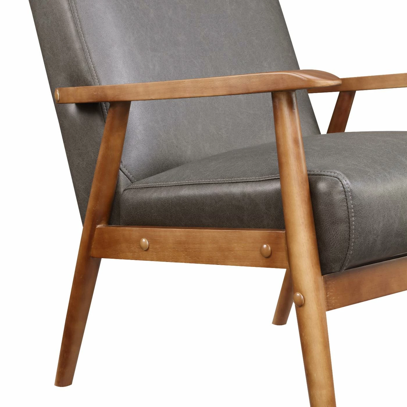 Discount π Arm Chairs Right2Home Wood Framed Faux Leather Accent Club Chair π - Image 5