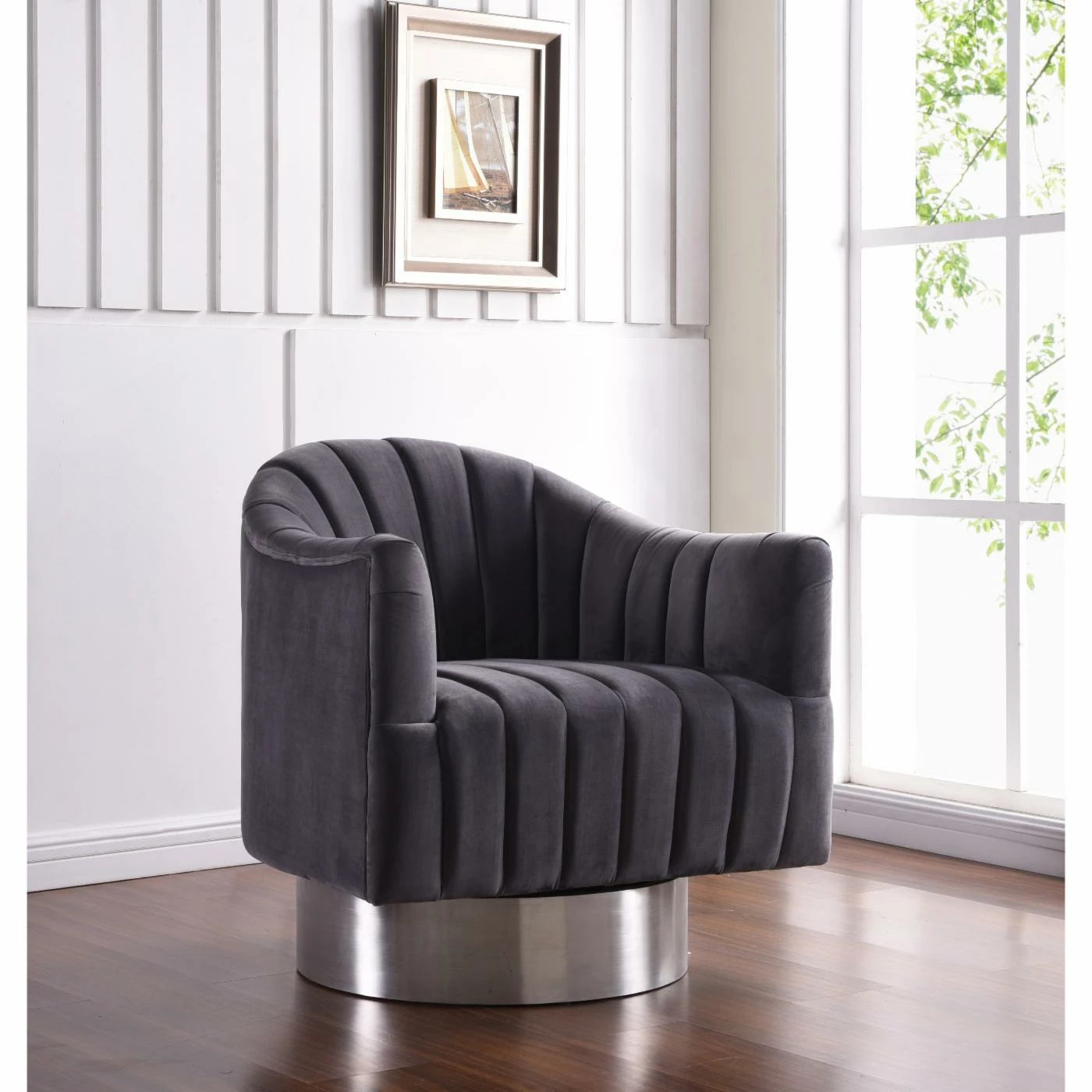 Hot Sale π€© Barrel Chairs Meridian Furniture Inc Farrah Velvet Accent Chair π₯° - Image 5