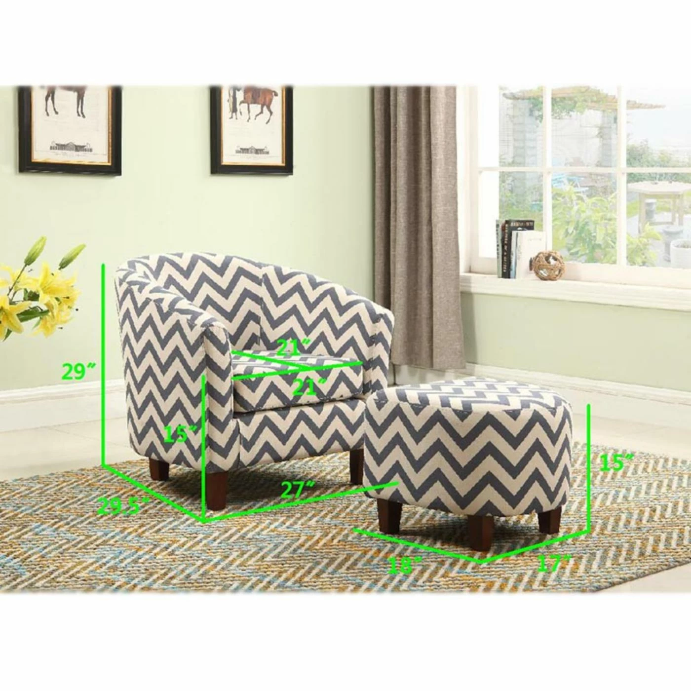 Coupon โ๏ธ Barrel Chairs Nathaniel Home Adriana Chevron Barrel Accent Chair With Ottoman ๐ - Image 5