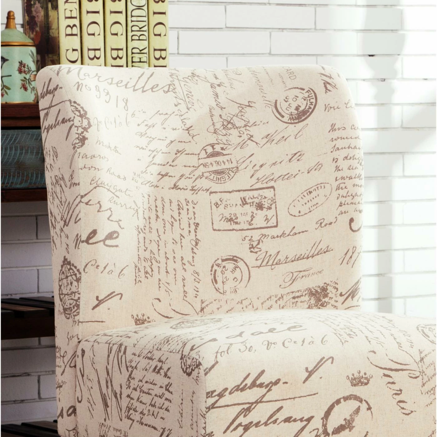 Budget ๐คฉ Armless Chairs Roundhill Furniture Capa English Letter Print Fabric Armless Contemporary Accent Chair ๐ - Image 5