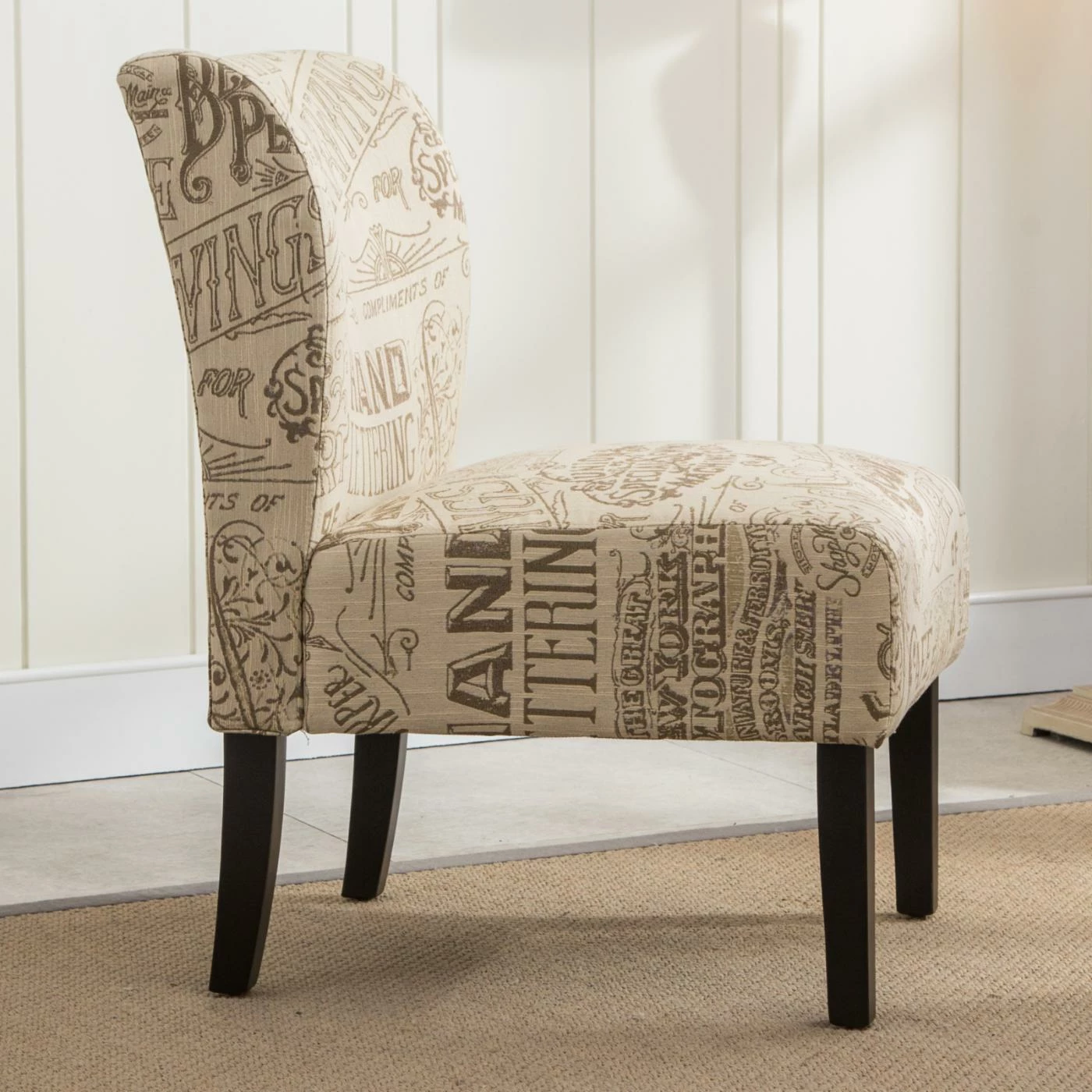 Discount ๐ Armless Chairs Roundhill Furniture Capa Chalkboard Print Fabric Armless Contemporary Accent Chair ๐ - Image 5