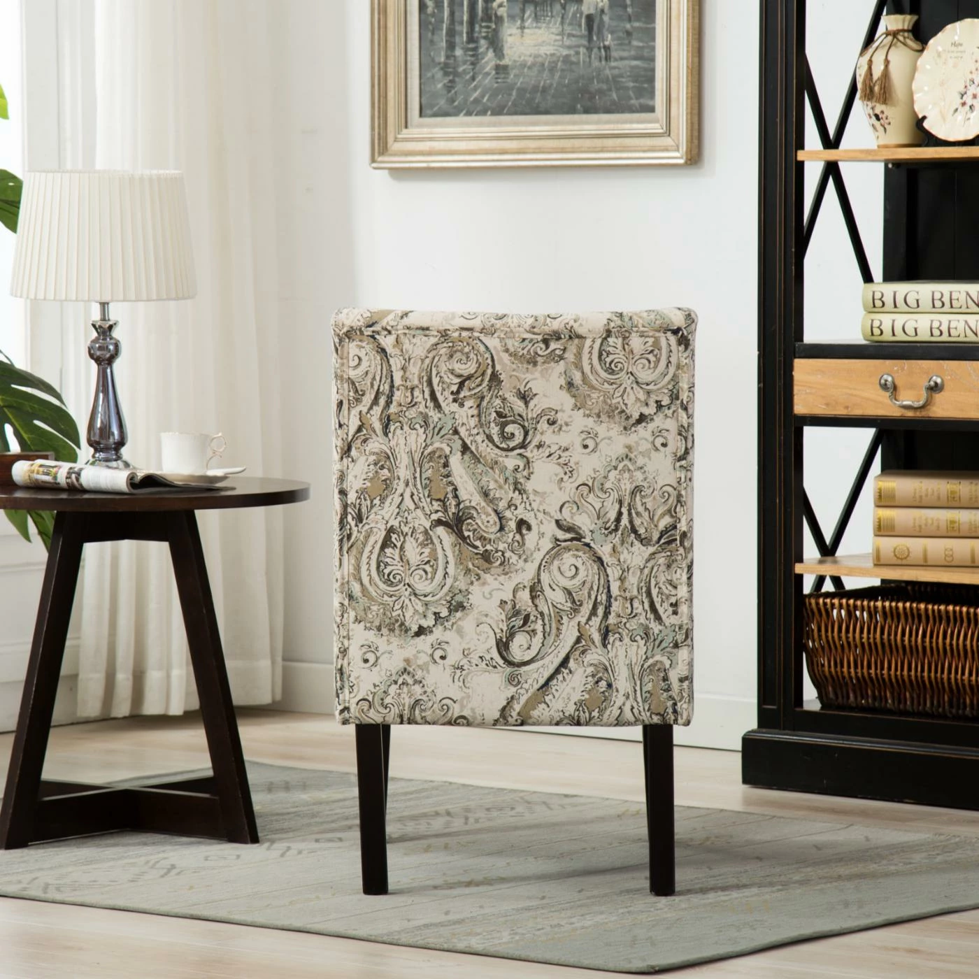 Cheapest โ Armless Chairs Roundhill Furniture Capa Paisley Print Fabric Armless Contemporary Accent Chair ๐ฅฐ - Image 5