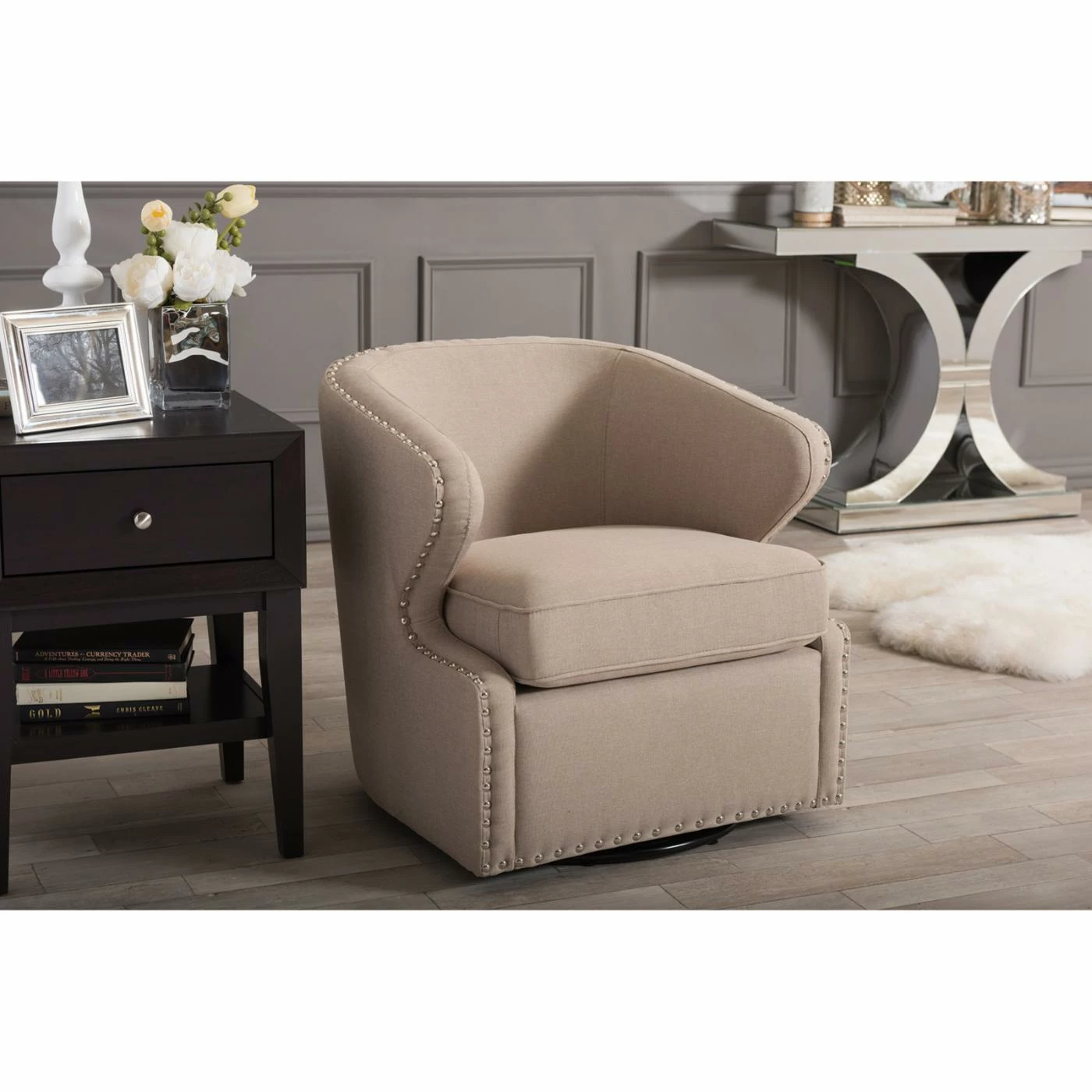 Flash Sale ๐ Barrel Chairs Baxton Studio Finley Swivel Armchair ๐ - Image 5